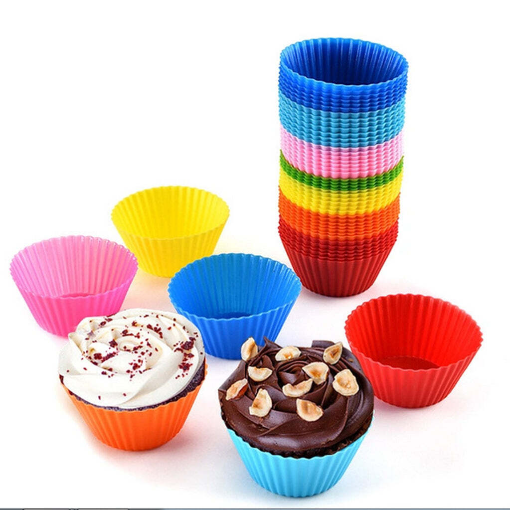 Silicone Cupcake Shaped Baking Mold Fondant Cake Tool Chocolate Candy Cookies Pastry Soap Moulds - Silicone, 7x7x4 Cm, Multi/assorted Colors | Versatile For Baking, Candy Making, And Soap Crafting
