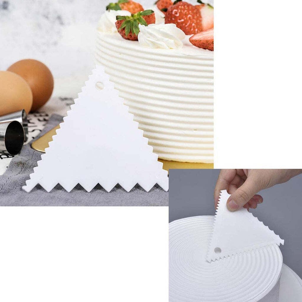 T Shape Scraper For Cake With Edge Cake Decorating Tools (4718) - Size 13x15x2 Cm, Multi-colored | Ideal For Cake Edge Decoration And Smooth Finishing