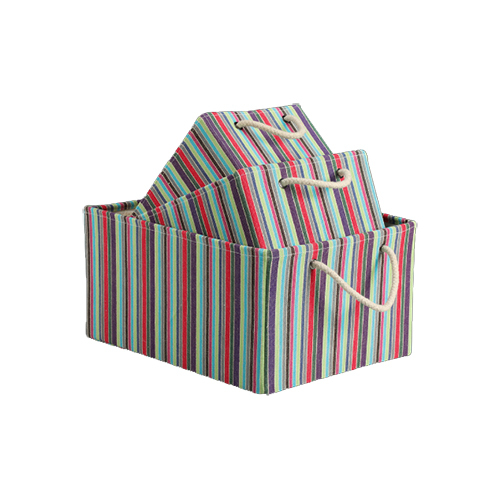 मल्टीकलर कॉटन कैनवास स्टोरेज बिन सेट