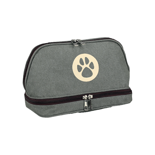 ग्रे कॉटन कैनवास टॉयलेटरी पाउच बैग