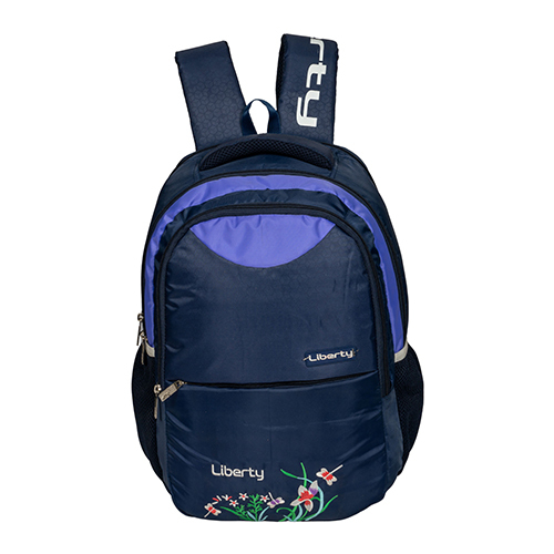 Blue Vvxl Navy Bolt Flower Emb School Bag