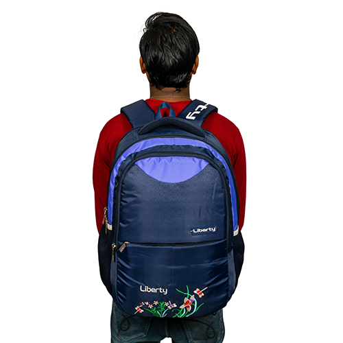 Blue Vvxl Navy Bolt Flower Emb School Bag