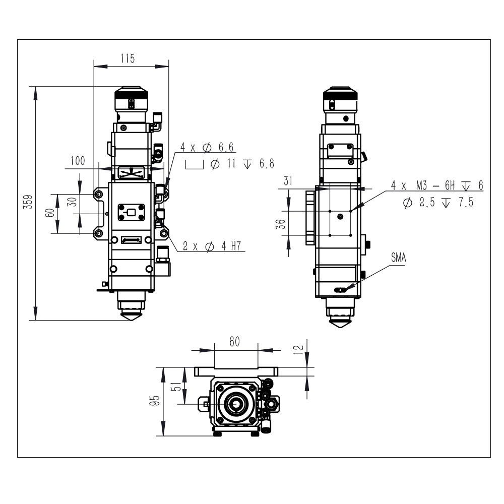 Black Raytools Bt240s 0-3kw Fiber Laser Cutting Head