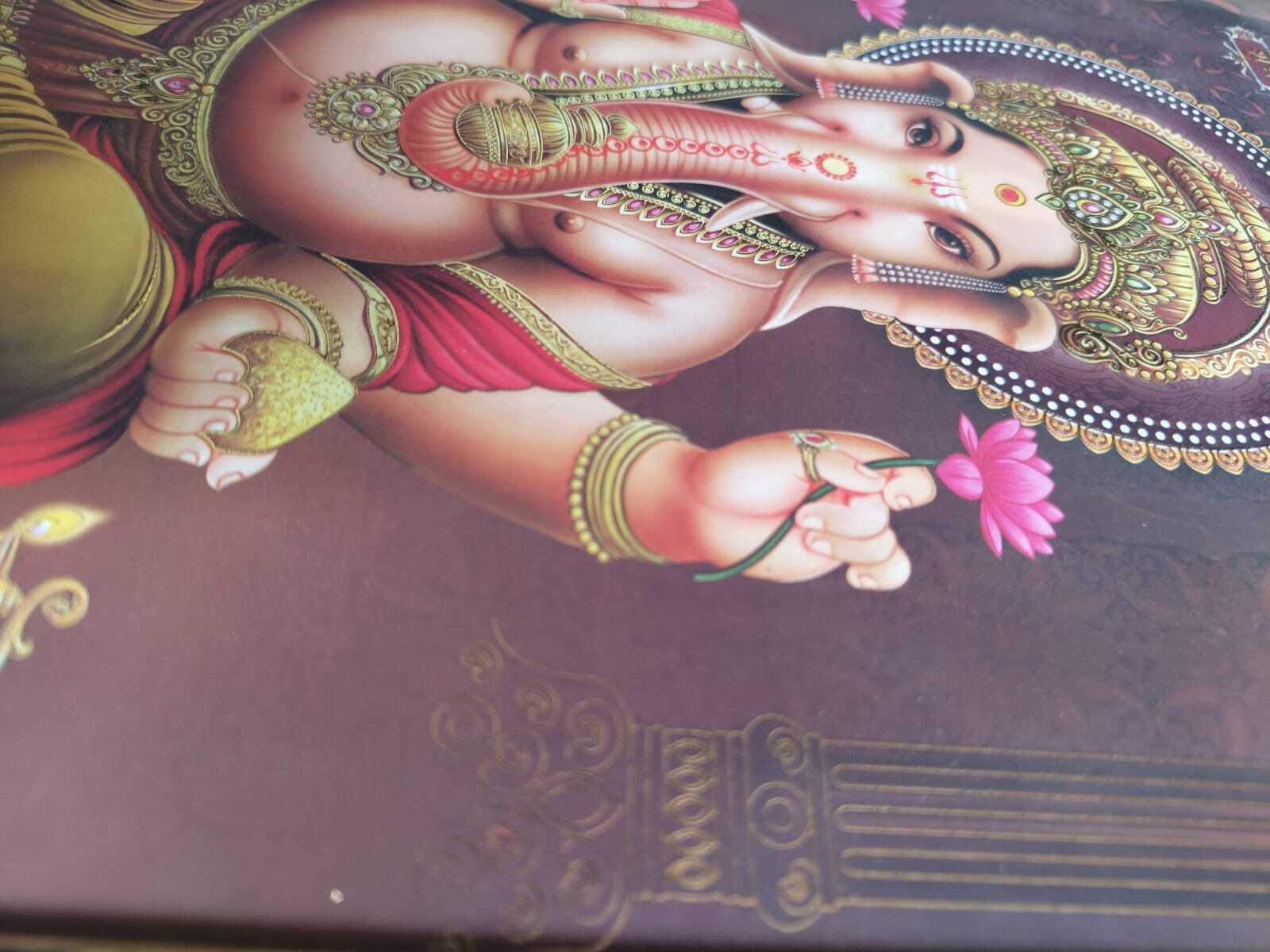 Brown 9x12 Gold Foiled Ganesh Picture Frame