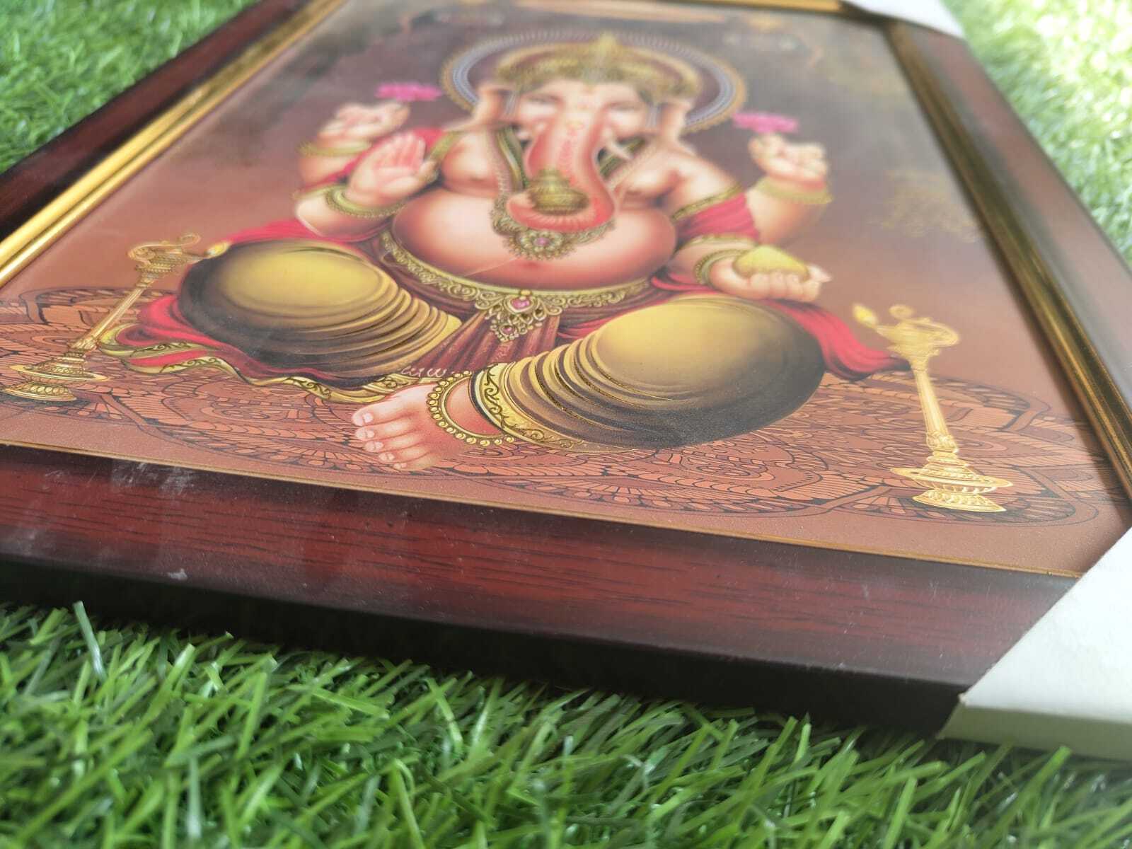 Brown 9x12 Gold Foiled Ganesh Picture Frame