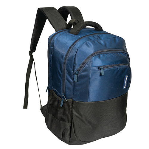 Blue & Gray Vvxl Navy Twill And Black Embossed School Bag
