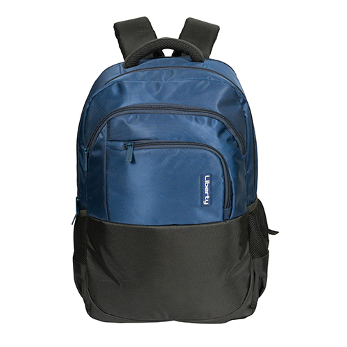 Blue & Gray Vvxl Navy Twill And Black Embossed School Bag