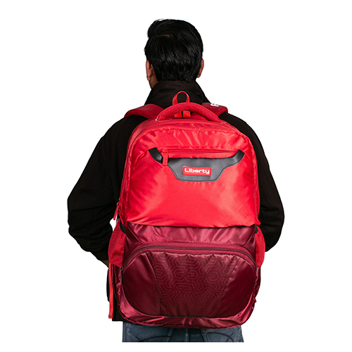 Vvxl School Bag - Nylon Canvas Material, Red Color - Durable Zip Closure Design