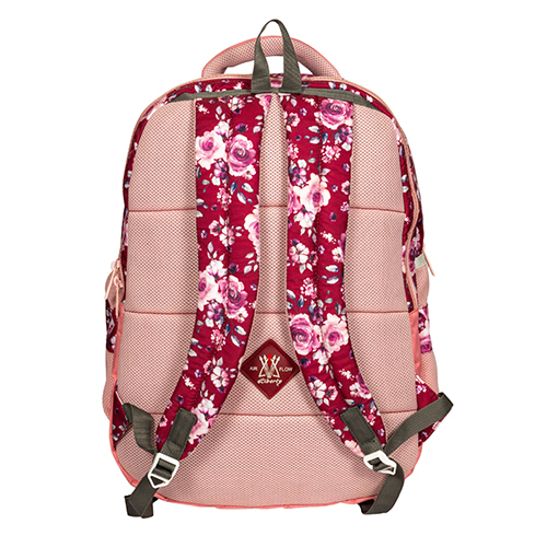 Mahroon Flower Print School Bag - Color: Pink & Red