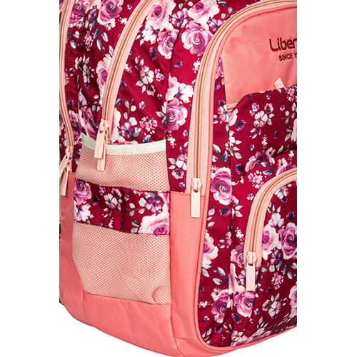 Mahroon Flower Print School Bag - Color: Pink & Red