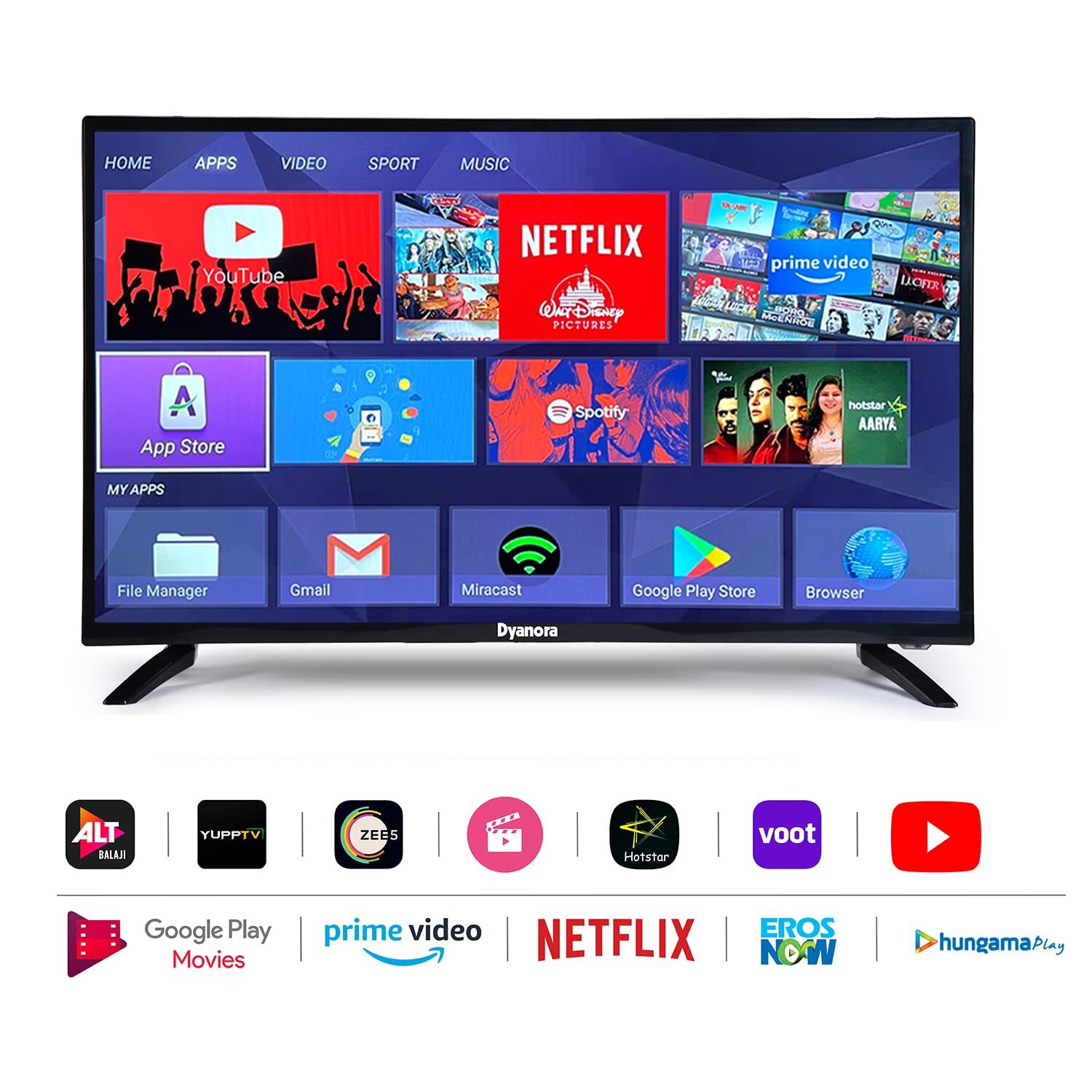 Dyanora 80 Cm (32 Inch) Hd Ready Led Smart Android Tv (Dy-ld32h0s) - Color: Black