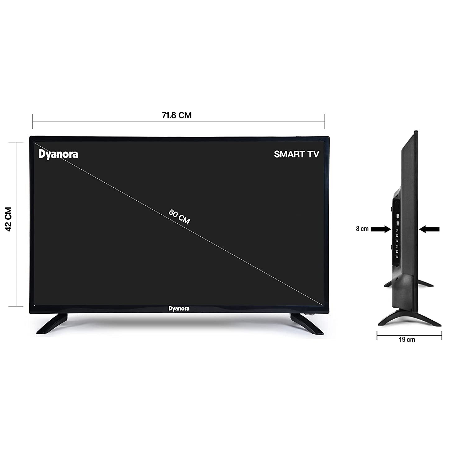 Dyanora 80 Cm (32 Inch) Hd Ready Led Smart Android Tv (Dy-ld32h0s) - Color: Black
