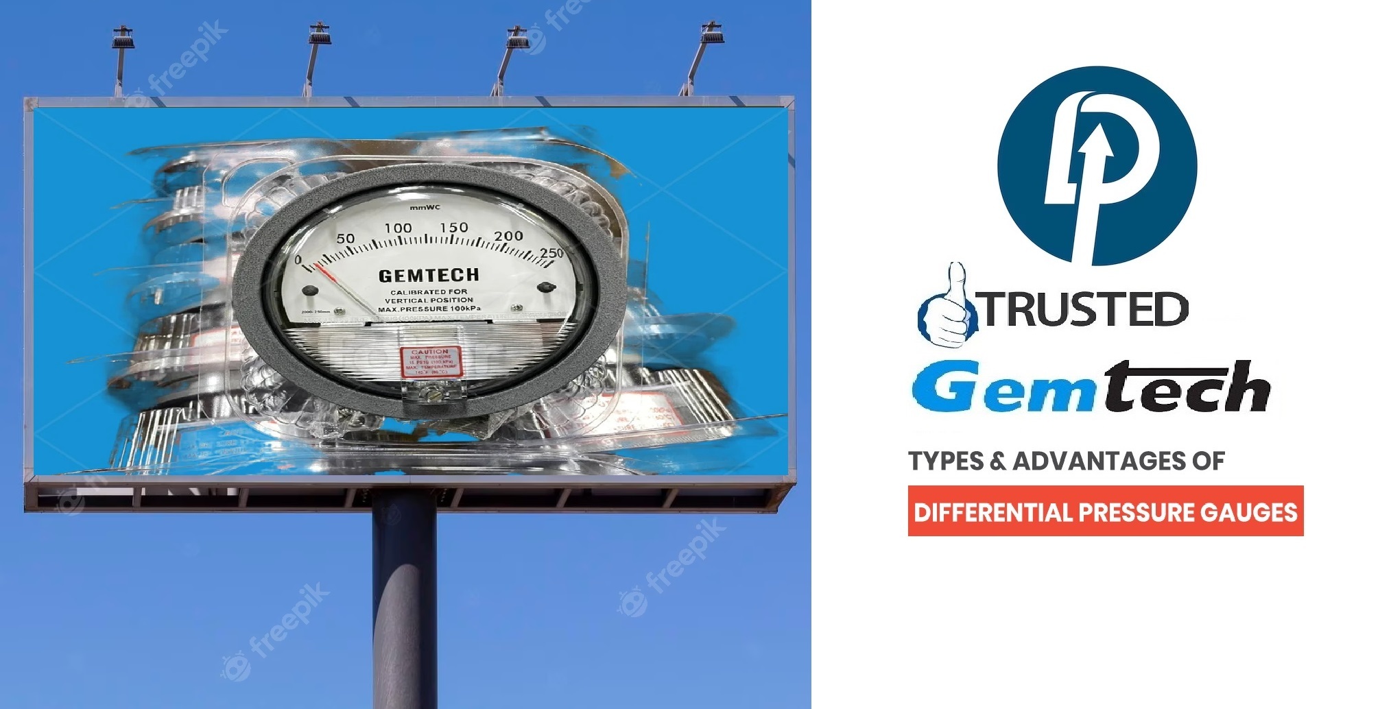 Gemtech Differential Pressure Gauge - Metal Alloy, 112 Mm Diameter, Matte Black | 2% Accuracy, Shock Resistant, Back Mounting, Ideal For Medical And Industrial Applications
