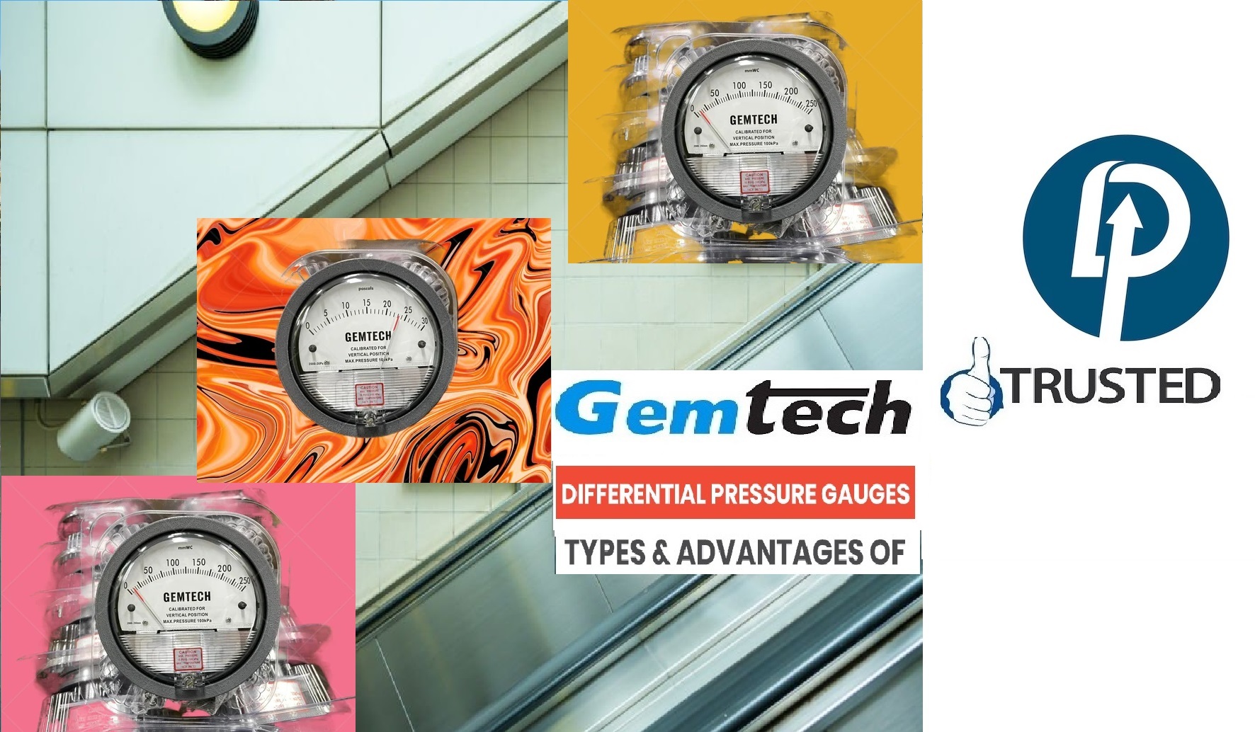 Gemtech Differential Pressure Gauge - Metal Alloy, 112 Mm Diameter, Matte Black | 2% Accuracy, Shock Resistant, Back Mounting, Ideal For Medical And Industrial Applications