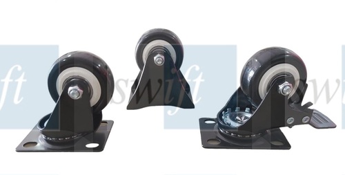 2inch Black PU and PVC Caster Wheel - PVC Material, 40mm & 50mm Sizes, Black Color, Powder Coated Finish, 40kgs Load Capacity per Wheel