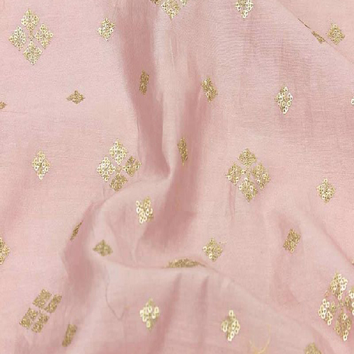 पिंक चंदेरी बुट्टी फ़ैब्रिक