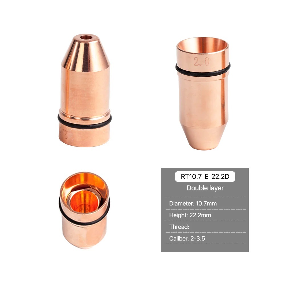 Raytools D Type Laser Cutting Nozzles - Steel Material, 4 Inch Size, Black Color, Box Packaging | Copper Metal Type, Industrial Connectors