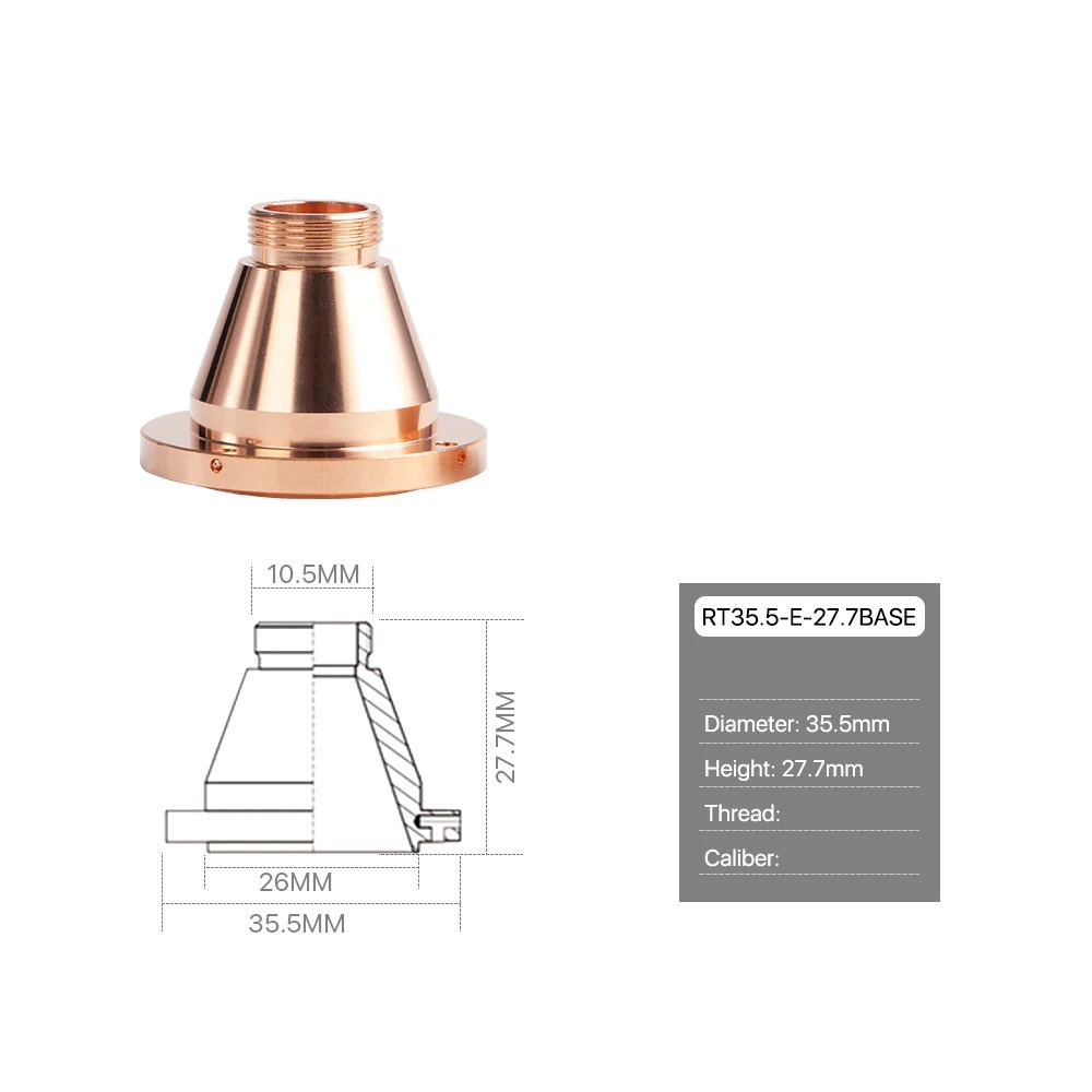 Raytools D Type Laser Cutting Nozzles - Steel Material, 4 Inch Size, Black Color, Box Packaging | Copper Metal Type, Industrial Connectors
