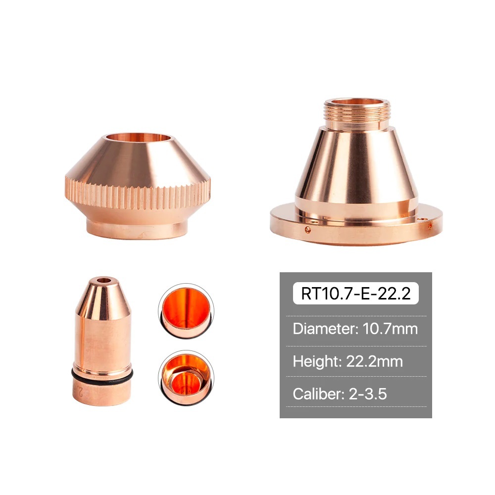 Raytools D Type Laser Cutting Nozzles - Steel Material, 4 Inch Size, Black Color, Box Packaging | Copper Metal Type, Industrial Connectors