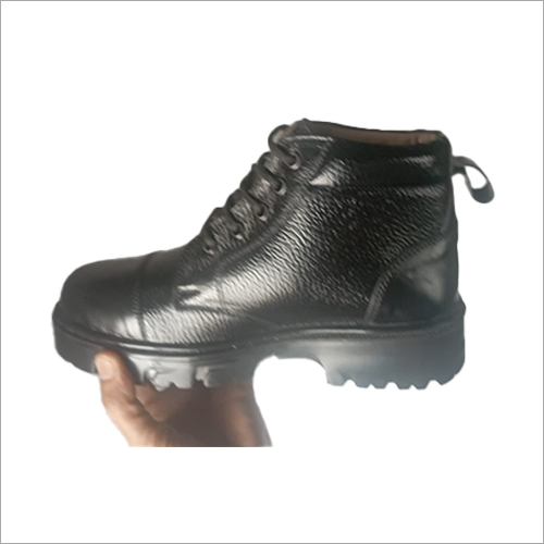 Safety Shoes - Leather Upper, Steel Toe, Black Color, Pvc Outsole | Buckle Design, Protective Footwear For Boys