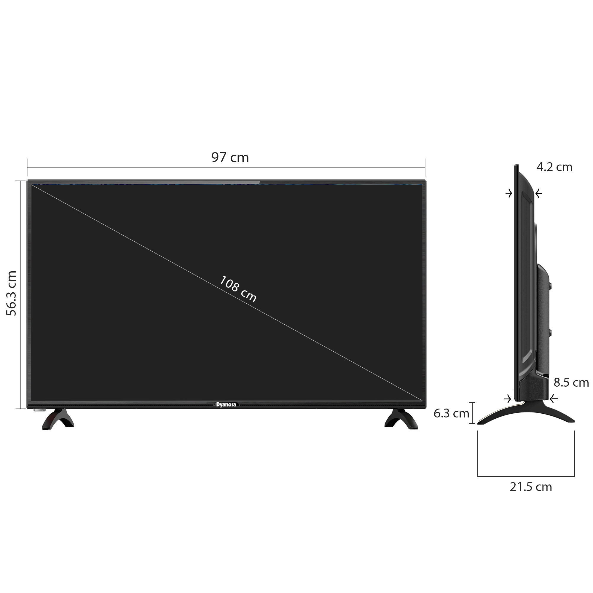 Dyanora 108 Cm (43 Inch) Full Hd Led Smart Android Tv (Dy-ld43f3s) - Color: Black