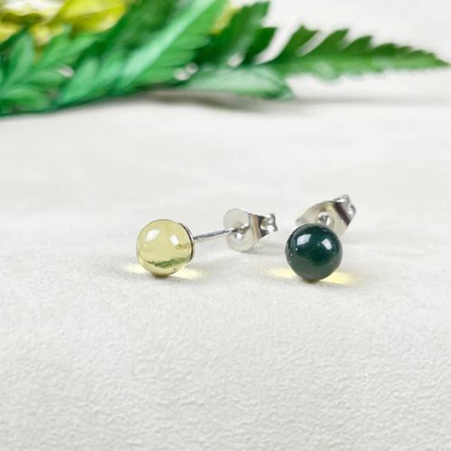 Earrings Moss Agate Gemstone 6mm Round Shape 925 Sterling Silver Stud