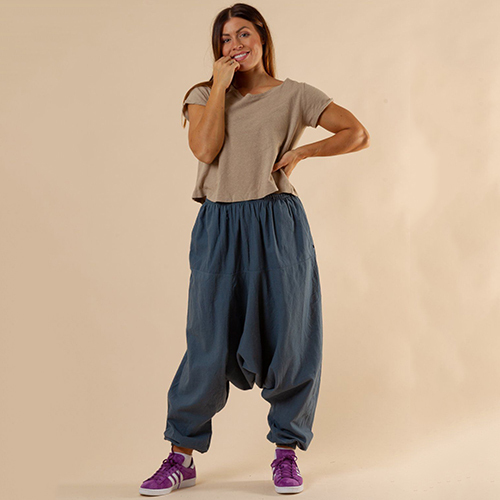 Breathable Blue Harem Pants