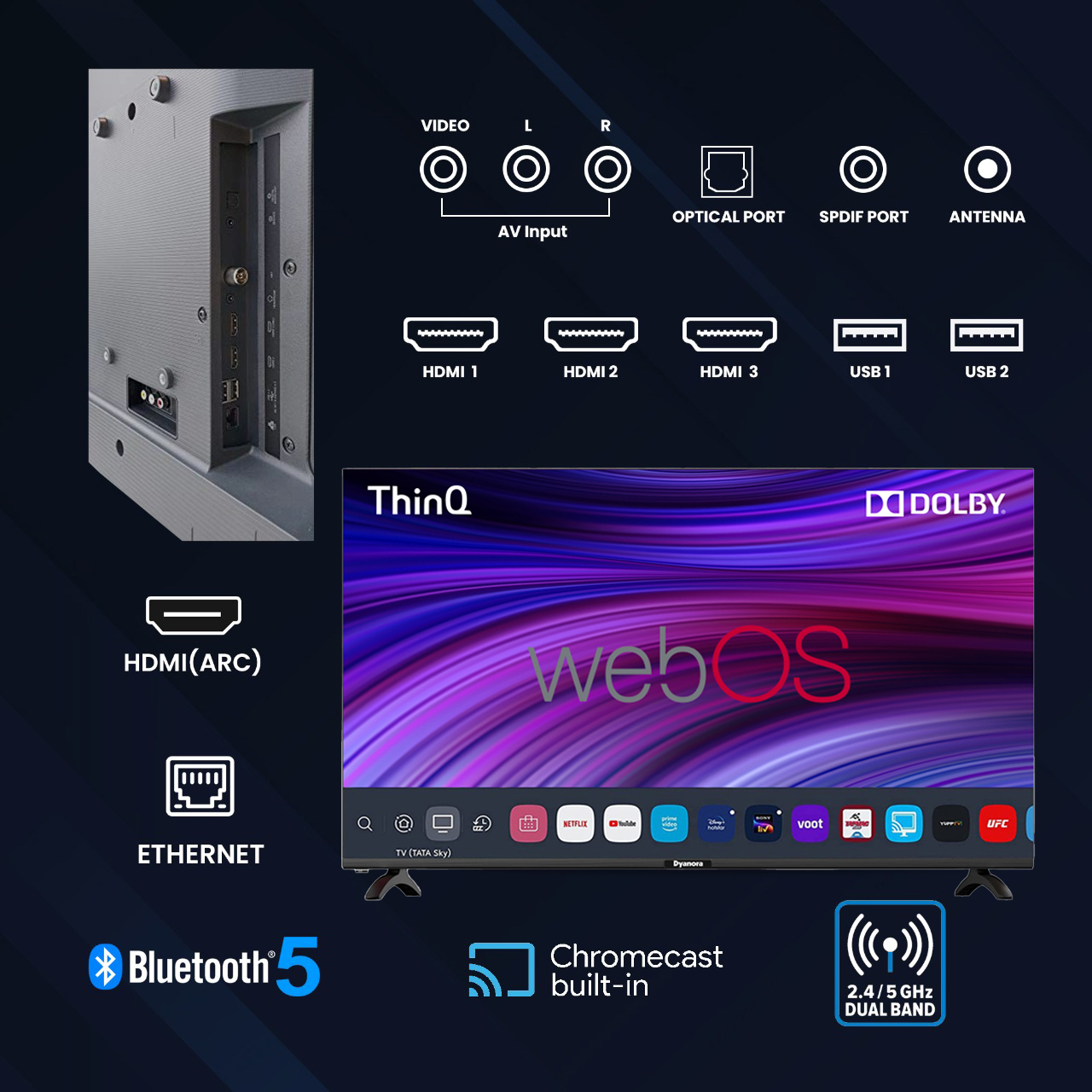 Dyanora 109 Cm (43 Inch) Ultra Hd (4k) Led Smart Webos Tv (Dy-ld43u0s) - Color: Black