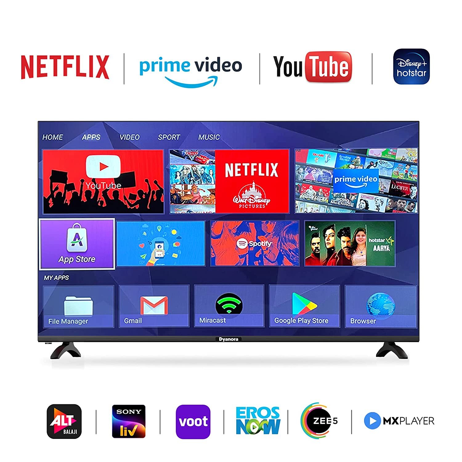 Black Dyanora 127 Cm (50 Inch) Ultra Hd (4k) Led Smart Android Tv (Dy-ld50u2s)