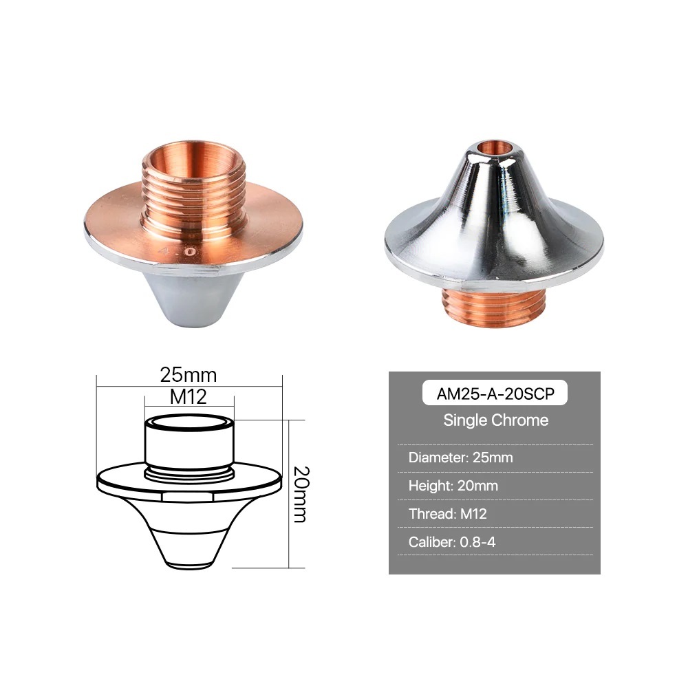 Amada A Type Chrome-plated Laser Cutting Nozzles - Material: Ss