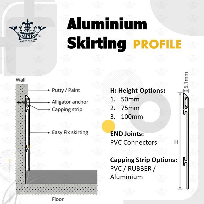 Screw On Skirting - Silver Finish | Durable, Easy Installation, Modern Design