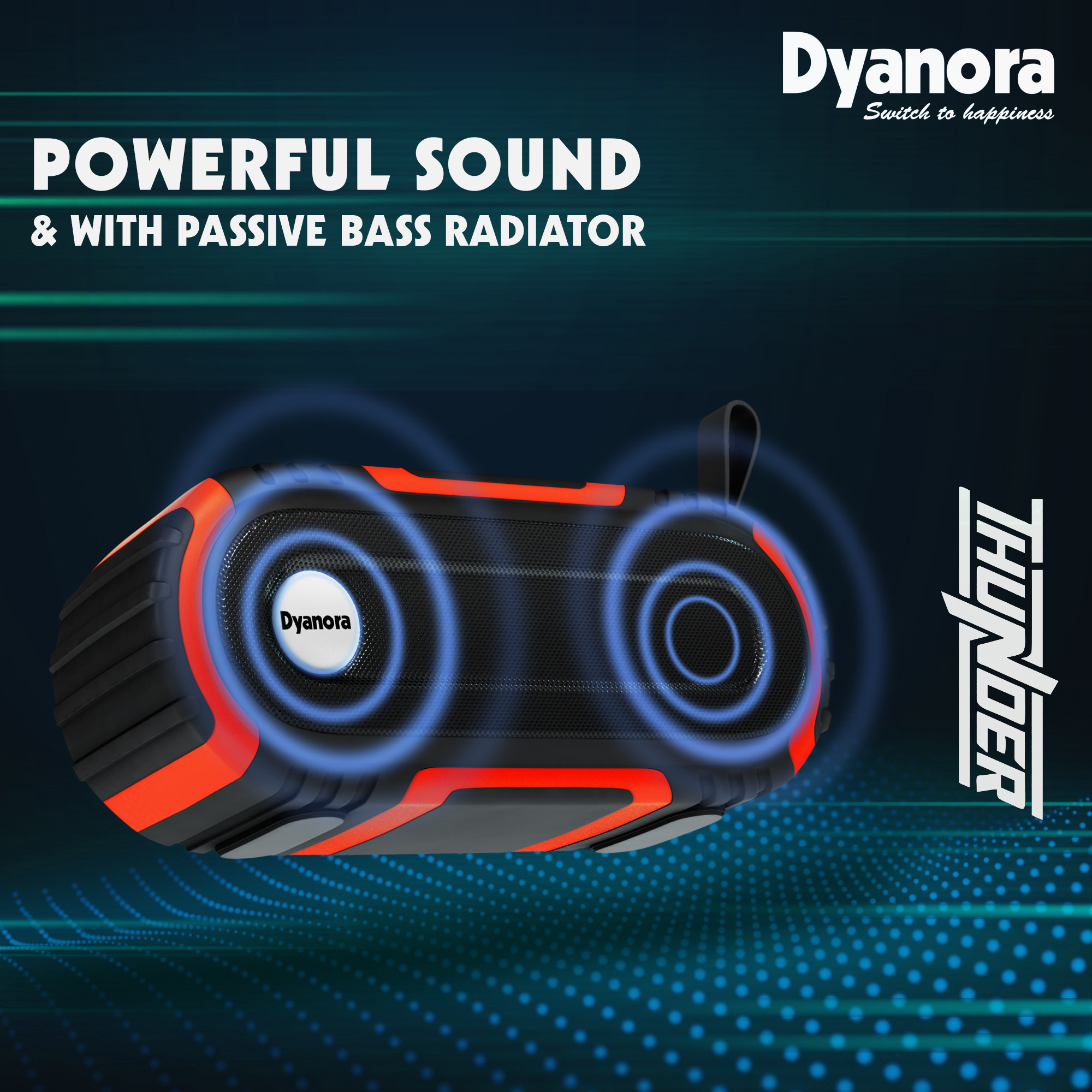 Dyanora Thunder 10 W Bluetooth Speaker (Dy-bt10-01-br) - Color: Black