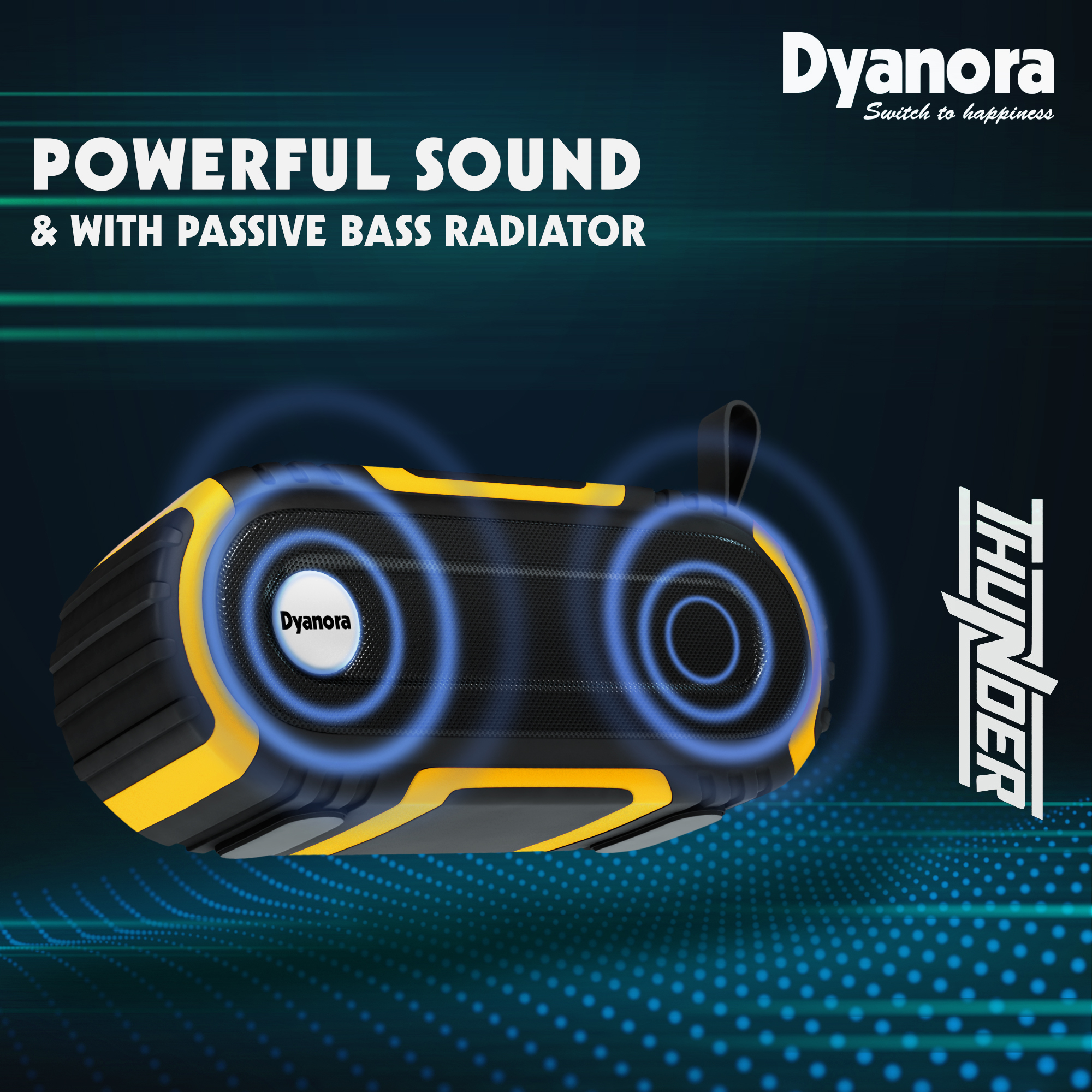 Dyanora Thunder 10 W Bluetooth Speaker (Dy-bt10-01-by) - Color: Black