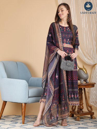 Ladies Kurti With Dupatta Purple Anarkali M5 - Season: Rainy