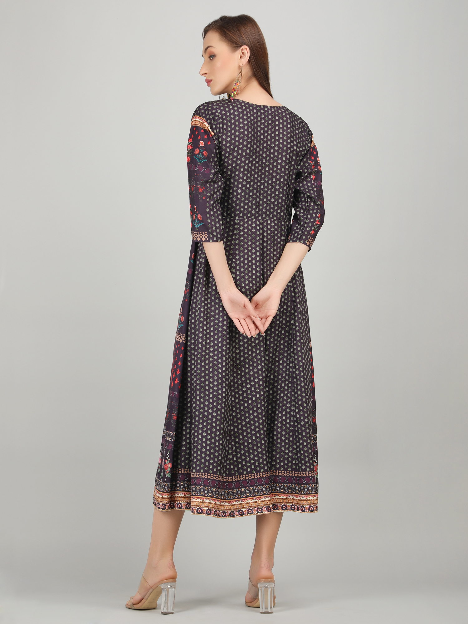 Ladies Kurti With Dupatta Purple Anarkali M5 - Season: Rainy