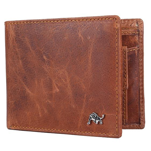 Tan Brown Leather Wallet - Leather, Folded Design | Plain Brown Finish, Elegant and Functional Accessory