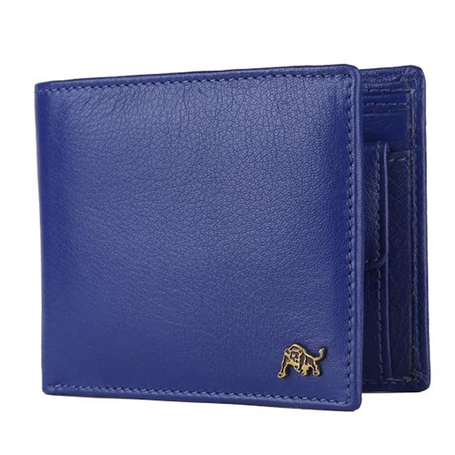 आई कैचिंग ब्लू लेदर वॉलेट डिज़ाइन: प्लेन
