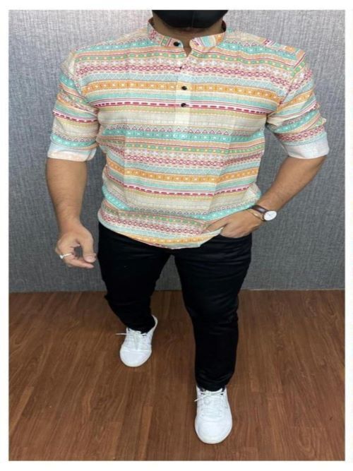 Gents Short Kurta - Rayon Fabric, Sizes M/l/xl , Long Sleeves, Washable Design For Modern Male Fashion