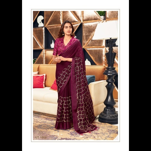 Chiffon Saree - Elegant Plain Design | Versatile Party Wear For All Seasons