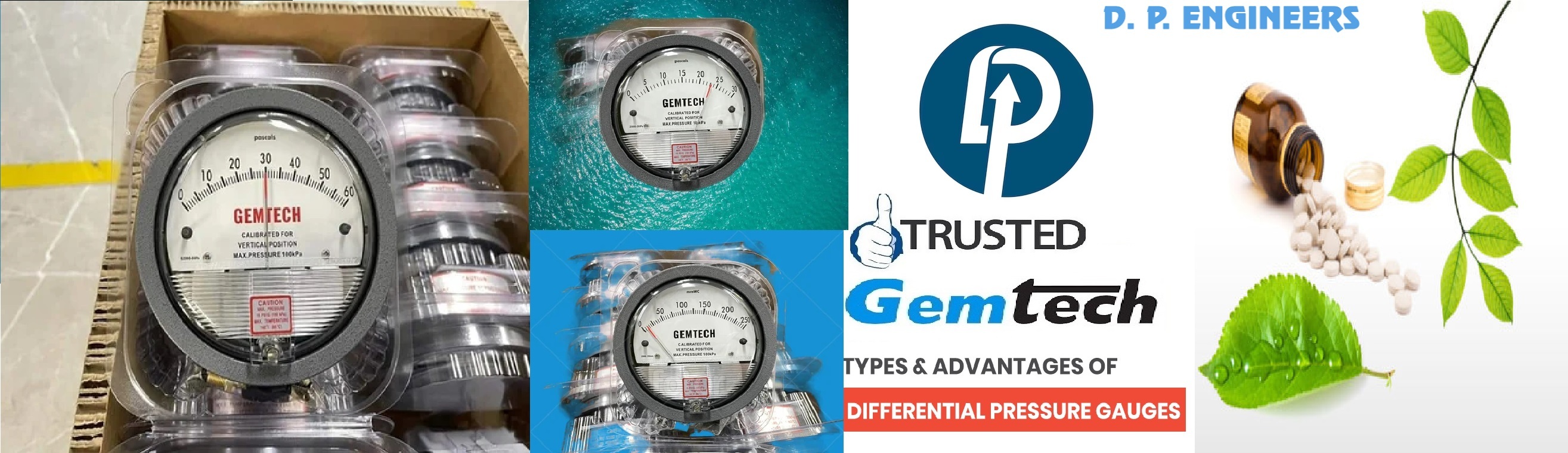 Model G2300-12mm Gemtech Differential Pressure Gauges By Range 6-0-6 Mm Wc Accuracy: A 2% Of Full Scale (A 3% On A 0