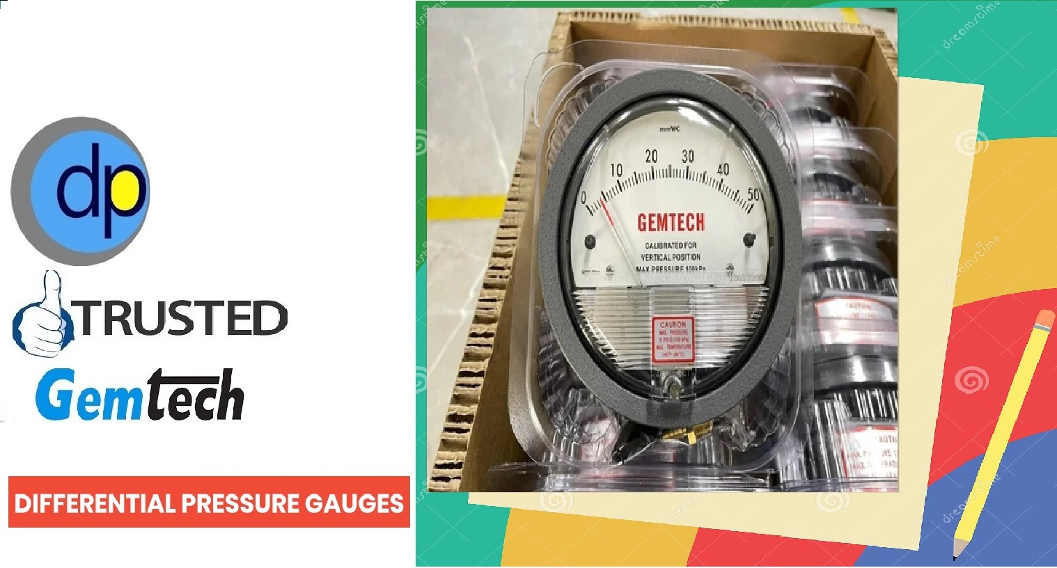 Model G2300 -20mm Gemtech Differential Pressure Gauges Byrange 10-0-10 Mm Wc Accuracy: A 2% Of Full Scale (A 3% On A 0