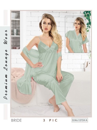 सैटिन 3 पीसी नाइटी