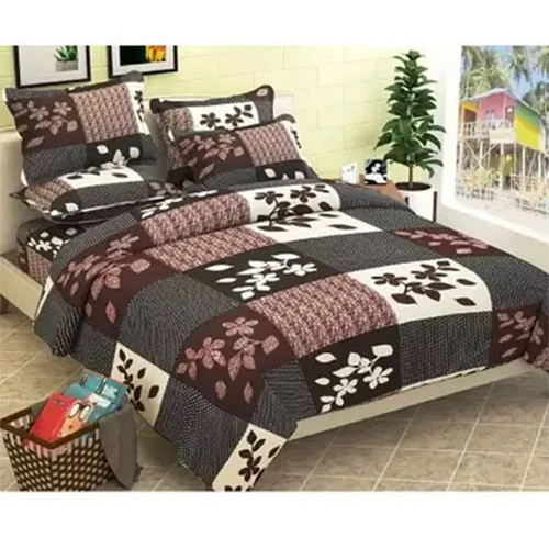 Multicolor Double Bed Bedsheet With Four Pillow Cover And Three Doormat Mat Combo