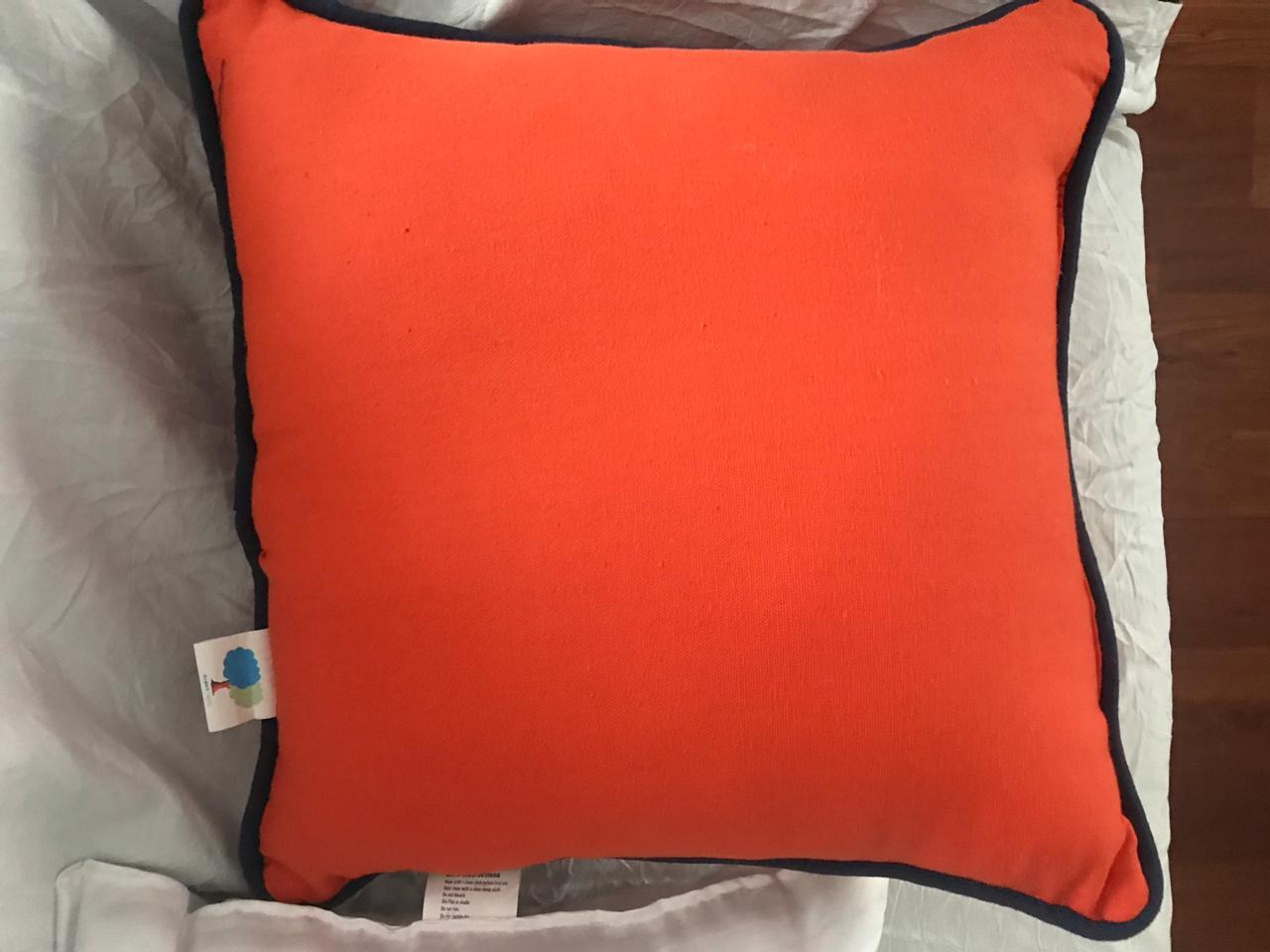 Polyester Cushion - 300g Cotton Fiber Filling, 16x16 Inch, Orange, White & Brown, Plain Dyed, Customizable Colors & Styles, Twill Knitted Design