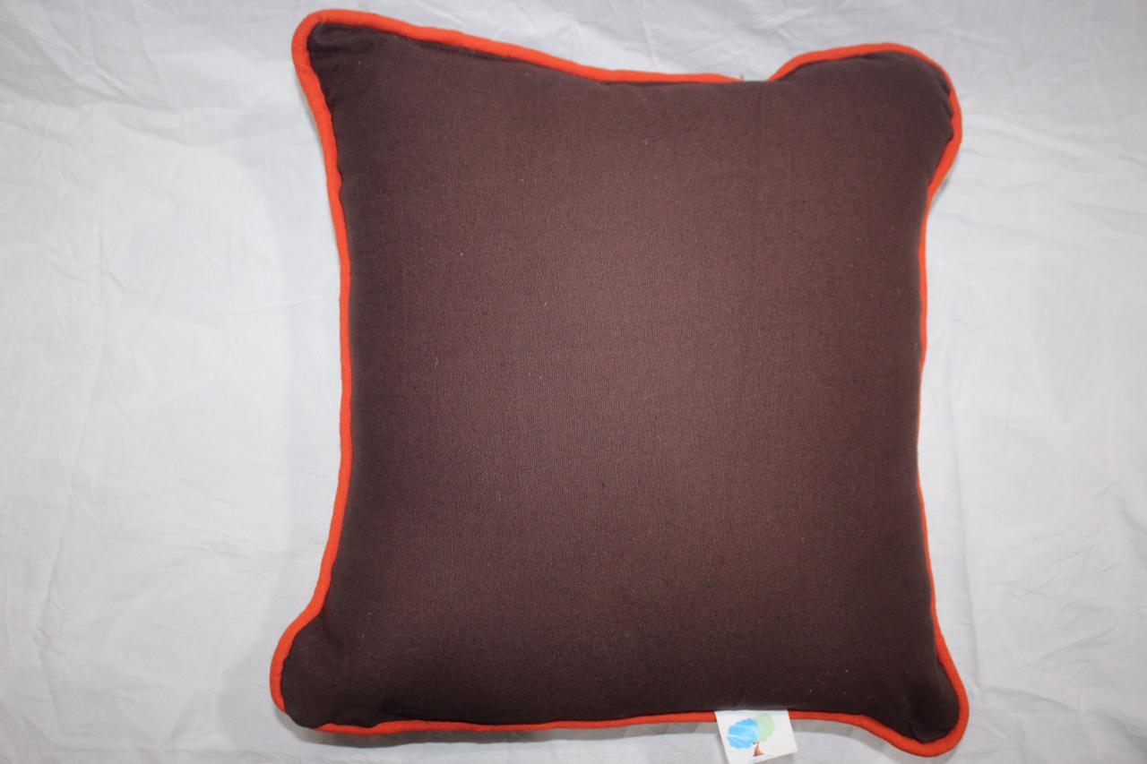 Polyester Cushion - 300g Cotton Fiber Filling, 16x16 Inch, Orange, White & Brown, Plain Dyed, Customizable Colors & Styles, Twill Knitted Design