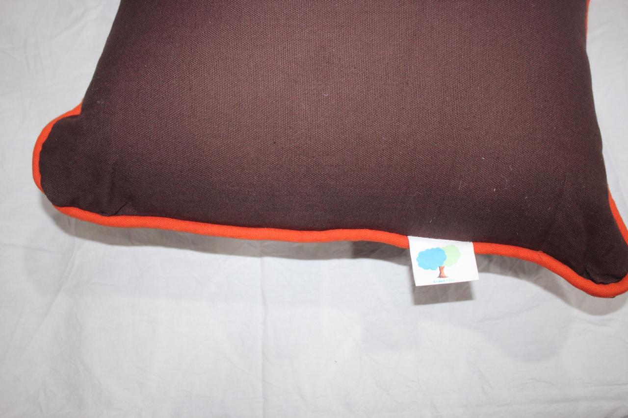 Polyester Cushion - 300g Cotton Fiber Filling, 16x16 Inch, Orange, White & Brown, Plain Dyed, Customizable Colors & Styles, Twill Knitted Design