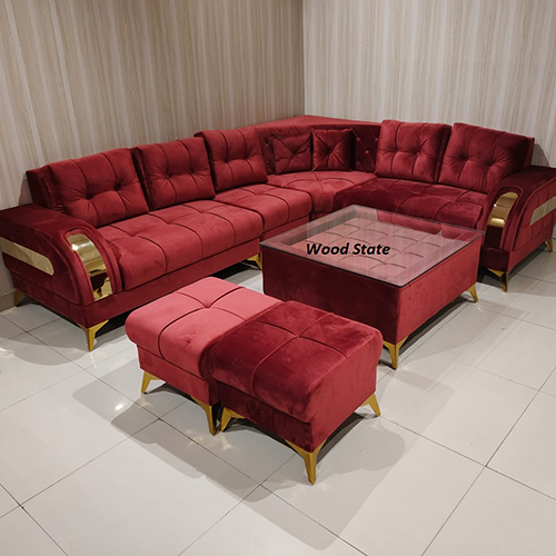 सेंटर टेबल के साथ लग्जरी 7 सीटर रेड सोफा सेट आयाम: 183x73x76 सेंटीमीटर (Cm)