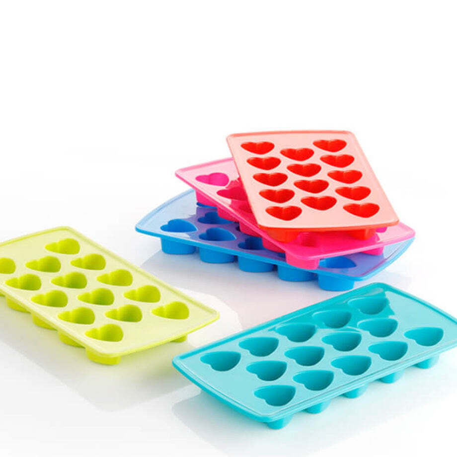 Heart Shape Ice Cube Tray (1133) - Plastic Material, 20x10x5 Cm Size, Multi/assorted Color | Perfect For Creative Ice Shapes