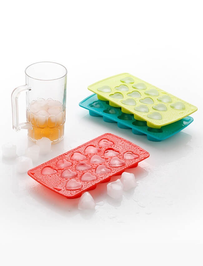 Heart Shape Ice Cube Tray (1133) - Plastic Material, 20x10x5 Cm Size, Multi/assorted Color | Perfect For Creative Ice Shapes