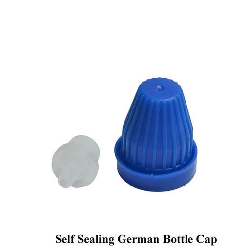 Self Sealing German Bottle Cap - Plastic, Worm Embossed Finish, Blue | Other Self-Sealing Cap with Dropper, Ideal for Bottles